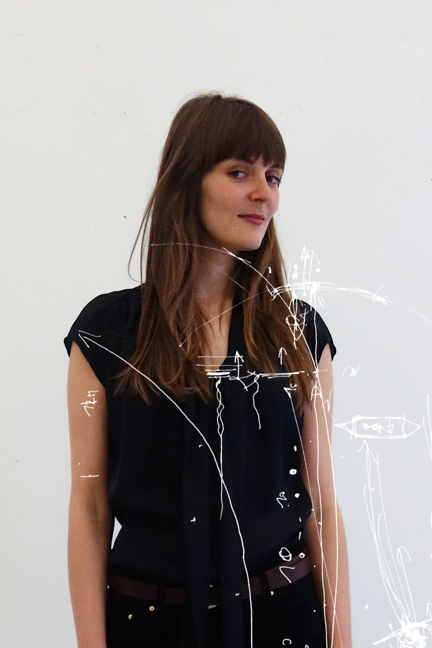 Xenia Gilenko, Porträt überzeichnet mit eigener Linienarbeit